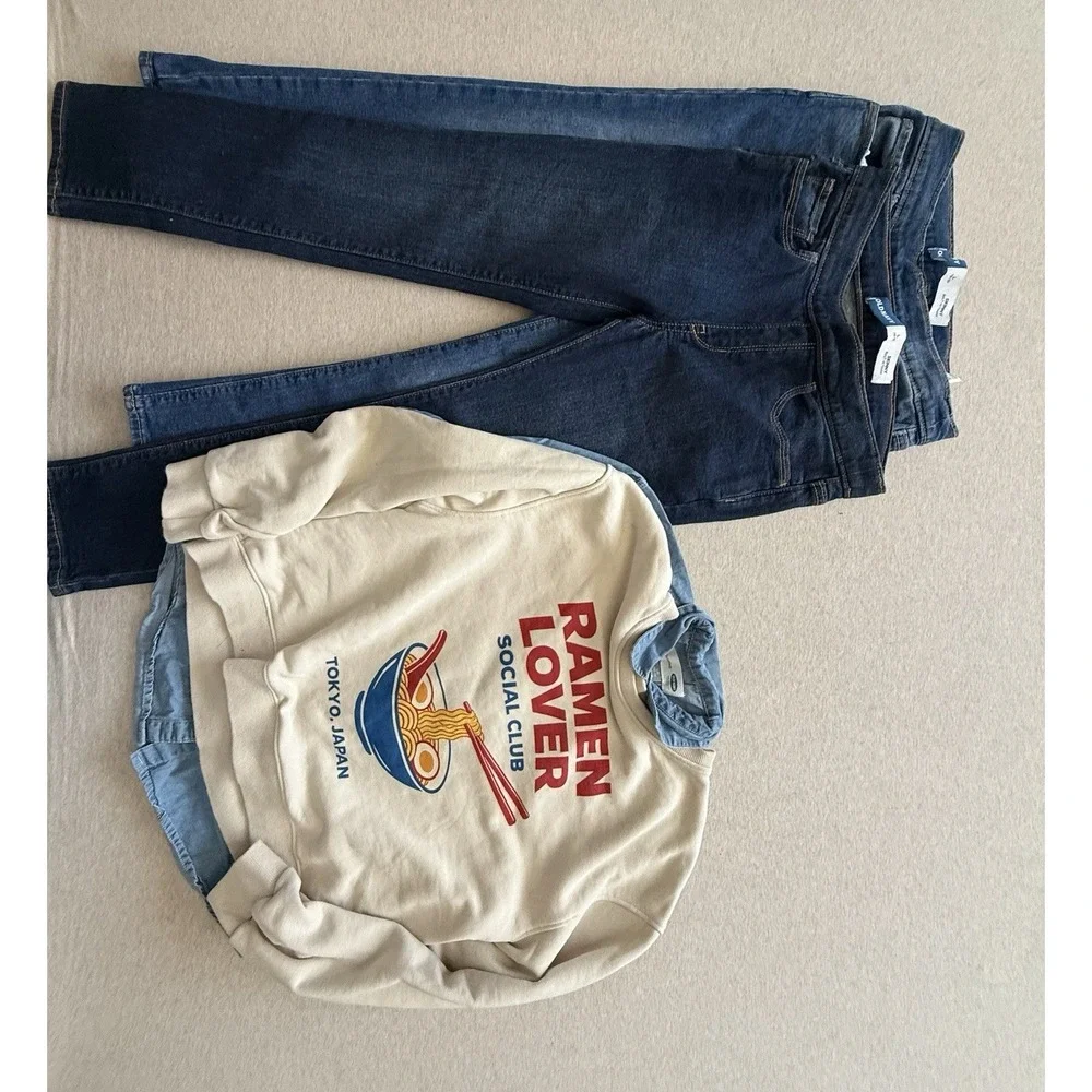 Old Navy Girls Size 10-12 Bundle 2 Jean Jeggin 1 Button Up And Sweater